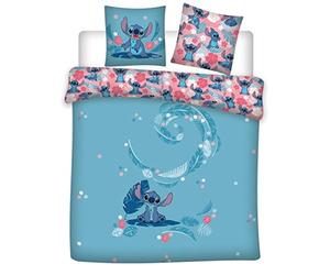 Aymax Parure da Letto Matrimoniale Lilo e Stitch in Flanella, 100% Cotone, Copripiumino Reversibile 240 x 220 cm + 2 federe 65 x 65 cm
