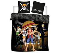 Aymax Parure da letto matrimoniale One Piece 2 persone, copripiumino nero reversibile 240 x 220 cm + 2 federe 65 x 65 cm, in policotone