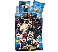 AYMAX S.P.R.L My Hero Academia - Parure da letto, 3 pezzi, 100% cotone, copripiumino 140 x 200 cm + federa 65 x 65 cm + lenzuolo coordinato 90 x 190 cm