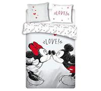 AYMAX S.P.R.L. Set di Biancheria da Letto con Topolino e Minnie, 240 x 220 cm, Copripiumino con 2 federe 65 x 65 cm