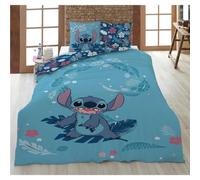 Aymax Stitch - Parure da letto matrimoniale in flanella, reversibile, copripiumino 200 x 200 cm + 2 federe 65 x 65 cm