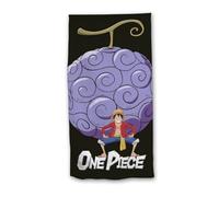 aymax Telo mare One Piece, motivo luffy e frutto del demone, 70 x 140 cm, poliestere, nero