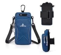 AYMQC Fascia da Braccio Sportiva Porta Cellulare da Corsa con Slot per Cuffie per Jogging Ciclismo Compatibile per iPhone, Samsung, HUAWEI Telefoni Fino a 6,7 Pollici (Blu)