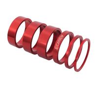 Aymzbd 6 Pezzi Distanziali Serie Sterzo Bici Spessori Anelli Rondelle Alluminio Resistenti Leggeri Adatti a Riparazione Montaggio Ciclismo Regolazione, Rosso