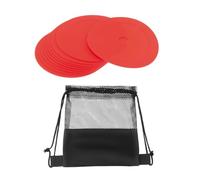 Aymzbd Confezione da 10 Coni Marcatori Piatti con Borsa Portaoggetti, Dischi Piatti Multiuso per Campi da Calcio, Attrezzatura per Allenamento Sportivo, Rosso