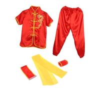 Aymzbd Costume Tradizionale Cinese Wushu Kung Fu Uniforme da Esercizio Gong Abito Uniforme per Uomo Donna Ricamo Morbido Drago, Rosso 180