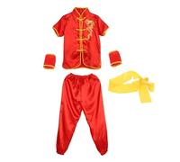 Aymzbd Costume Tradizionale Cinese Wushu Kung Fu Uniforme da Esercizio Gong Abito Uniforme per Uomo Donna Ricamo Morbido Drago, Rosso 160