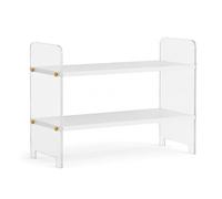 Aymzbd Organizer da Scrivania Multi-strato, Mini Scaffale Portaoggetti per Ufficio, Libreria da Scrivania in Acrilico e Legno, Bianco Caldo, Trasparente, Moderno Semplice, 2 strati, 40 cm