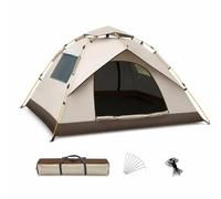 Aymzbd Rifugio Camping Automatico Impermeabile, in fibra vetro, da, Picnic, Per Avventurieri, Argento sabbia dorata, due porte e due finestre, 2-3 persone, style to 4, Beige