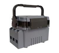 Aymzbd Scatola Portaoggetti per Attrezzatura, Secchio per Esche, Multifunzionale, Doppio Strato, con Portacanna, Custodia Rigida, Scatola Portaoggetti per At, Grigio