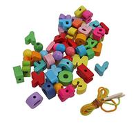 AYNEFY Puzzle Dell'alfabeto di Legno Perline di Allacciamento di Faggio 51 Pezzi Lettere Numeri Simboli di Coordinazione Dell'occhio della Mano Superficie Lucida per i Genitori dei