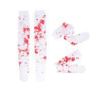 AYNKH 1 Paio di Collant Bianchi e Rossi Macchiati di Sangue per Bambini Costume da Studentessa Zombie Collant Rossi con Schizzi di Sangue per Bambini di età Compresa tra 7 e 12 Anni