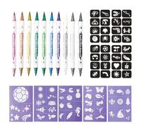 AYNKH 10 StüCk Glitzer Tattoo Set Kinder, 72 Schablonen DoppelköPfiger Stift Tatuaggio Stifte Kinder Junge MäDchen, Hautfreundlich, per Carnevale Halloween Festa di compleanno