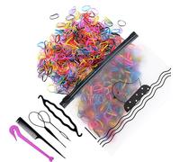 AYNKH 1000 Elastici Colorati per Capelli con Ganci e Picchi per Treccia, 3 Strumenti per Intrecciare