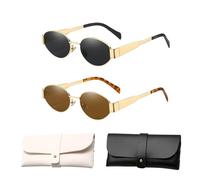 AYNKH 2 occhiali da sole da donna, polarizzati, unisex, in metallo dorato, retrò, ovali, protezione UV 400, classici, ultraleggeri, protettivi, per campeggio, fotografia, all'aperto, regalo da donna