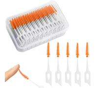 AYNKH 240 Pezzi Spazzolini Interdentali, Bastoncini per la Pulizia Dentale, Filo Interdentale in Silicone, Strumenti per l'Igiene Orale Specifici per Ortodonzia, Arancione