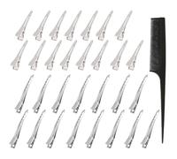 AYNKH 30 beccucci d'anatra per acconciatura, pettine forcina, 1,8 pollici/3,5 pollici argento metallo antiruggine coccodrillo riccio clip con foro per acconciatura, colorazione, fetta salone accessori