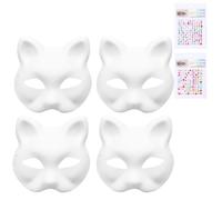 AYNKH 4 maschere per gatti, fai da te, dipinte con diamanti, stile anime, graffiti disegnate a mano, adatte per Halloween, giochi di ruolo, feste single, balli, carnevali