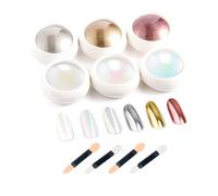 AYNKH 6 polveri cromate per unghie, con 4 bastoncini di spugna, kit polvere glitter perla, effetto specchio metallico ed effetto sirena flash, per nail art, decorazione per nail art, salone di
