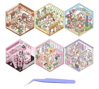 AYNKH 6 Set Adesivi per Case 3D DIY, Divertenti Scene Adesive DIY, Parco Divertimenti DIY| Caffetteria| Casa del Tè| Ristorante| Locanda, Adatti Adulti e Bambini Alleviare lo Stress e Passare il Tempo
