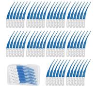 AYNKH 60 Pezzi Di Scovolini Interdentali, Scovolini Interdentali In Silicone Con Impugnature Antiscivolo, Bastoncini Curvi Per La Pulizia Tra I Denti, Blu