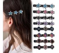 AYNKH 8Pz Strass lucido intrecciato capelli clip per le donne ragazze, Fascinator scintillante pietra di cristallo intrecciato capelli clip, doppio strato prugne Pentagrammi capelli clip