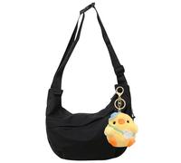 AYNKH Borsa a Tracolla Mezza Luna da Donna, Tracolla Regolabile, Tasche Multiple, Ciondolo Cappello Blu Pulcino, 5.3L, Nero, Blu, Medio, Animato e Giocoso