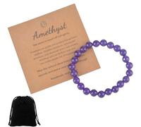AYNKH donne ansia braccialetto, 8mm Healing Crystal Ametista capacità di purificazione per stabilizzare l'umore per eliminare l'ansia, regalo gioielli