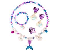 AYNKH Mermaid Princess Dress Up Set, Party Decorations Halloween Costume Accessories Birthday Gift, Kids Jewelry Sets Include Necklace Bracelet Ring Earrings for Girls