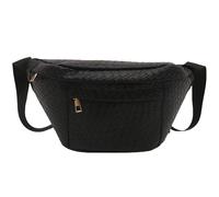 AYNKH Moda Bum Bag Borsa tessuta con tracolla regolabile, Borsa in Pelle con Grande Vano con Cerniera Liscia, Borsa in Vita leggera impermeabile alla Moda di Viaggio, Jogging Party, Nero , taglia
