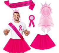 AYNKH Set da 5 pezzi per costume da addio al celibato da uomo, tutù, fascia, distintivo, corona e occhiali d'amore, abito per addio al celibato, accessorio per addio al nubilato e feste di nozze