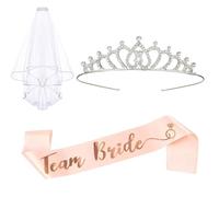 Aynkh Set di feste nuziali: velo da sposa, corona e cintura. Perfetto per matrimoni ed eventi nuziali, un regalo premuroso per la sposa.