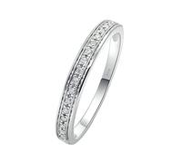 Ayoiow 14K Oro Bianco Anello Oro Fidanzamento Donna 0.055ct Rotonda Forma Bianco Creato Diamante Fede Nuziale Incisione