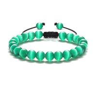 Ayoiow 19cm Bracciale Elegante Bracciale Intrecciato in Perline Verde Bracciali Uomo