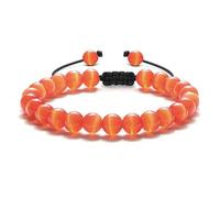 Ayoiow 19cm Bracciali Elegante Bracciale Intrecciato in Perline Arancia Bracciale per Uomo