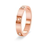 Ayoiow Anelli Donna Sottile con Doppio Zircone Rotondo A Forma di Cuore in Rilievo, Acciaio Inox con Bianco Zirconi Oro Rosa| 25