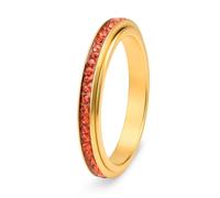 Ayoiow Anelli in Acciaio inossidabile Acciaio Inox, Anello Eternity Spinner Sottile E Impilabile con Zirconi Rossi Zirconi Oro-Rossi, Taglia 20