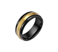 Ayoiow Anelli Uomo Acciaio 8MM Oro Nero Anello Fedina Bicolore Opaco