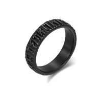 Ayoiow Anelli Uomo Acciaio Inox, Anelli Acciaio Inossidabile Uomo Rune Vichinghe Acciaio Inossidabile Nessuna Pietra Preziosa, Nero Taglia 22