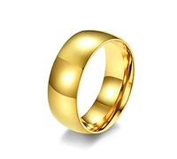 Ayoiow Anello Acciaio Fascia Anelli di Matrimonio Coppia Oro Anello con Fasce Elastiche Comfort Fit da 8 MM Anello Matrimonio Uomo