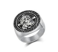 Ayoiow Anello Acciaio Uomo, Croce di Gesù D'Epoca Anello Inossidabile Acciaio Inossidabile Nessuna Pietra Preziosa, Argento Taglia 27