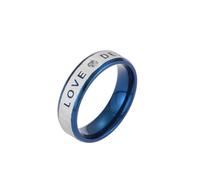 Ayoiow Anello Da Uomo Con Pietra Amore Devozione, Acciaio Inox con Bianco Zirconi Blu argento Largo| 22