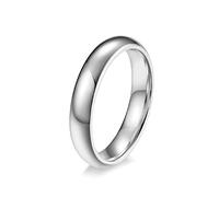 Ayoiow Anello Tungsteno Carbonio, Argento Fede Nuziale Donna Fasce Bombate Semplici da 4 MM Anello Comfort Fit Anello Misura 30