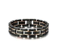 Ayoiow Bracciale Donna in Acciaio Inossidabile Oro Rosa Nero Braccialetto Colori Contrastanti di Giuntura Rettangolare
