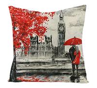 Ayoiow Copricuscini Divano,Federa per Cuscino Rettangolare 40X40CM Architettura della Città Europea Coppia Holding Ombrello