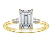 Ayoiow Fede nuziale da donna, in argento Sterling, con tre pietre, anello di promessa per la mia ragazza per lei, con zirconi cubici