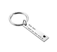 Ayoiow Portachiavi auto donna incisione Ride Safe I Need You here with me portachiavi argento acciaio inox, Acciaio inossidabile,