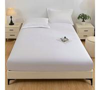 Ayoiow Proteggi-Materasso 220x180-Completo Lenzuola 1 Pezzi in Cotone Lavato-Lenzuola Super King (180x220cm) Size, Bianco Lenzuola Stile 500