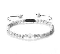 Ayoiow Regolabile Braccialetti Turchese Uomo, 4mm Turchese Bianco Nero Uomo Bracciale