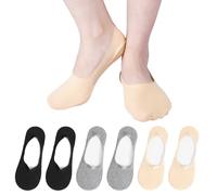 AYPOW 6 Paia Calzini Antiscivolo Donna Invisibili, Calze Corte Donna Eleganti in Cotone, Morbidi e Traspiranti Bassa Salvapiede Calzini con Strisce di Silicone Bianchi Neri Mocassini Sneakers